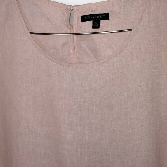 For Cynthia Womens Dress Sz Large Pink Cotton Pockets Short Sleeves Scoop Casual - Picture 5 of 11